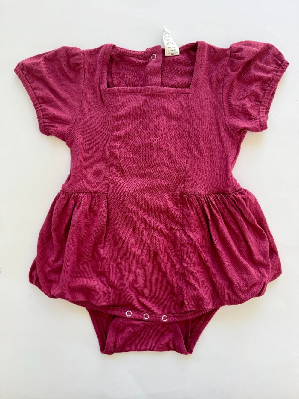 Kate Quinn 18-24M Girls Bubble Romper Solid Berry Square Neck Modal